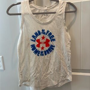 Under Armour White Tank with Blue and Red Design